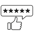 Icona recensione cliente con stelle di valutazione