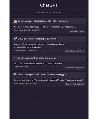Schermata ChatGPT ricerca negozio abbigliamento con AI